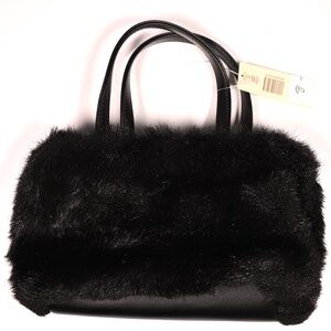 Vintage Faux Fur Black Purse Shoulder Bag